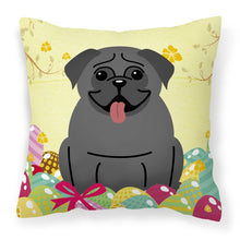 Load image into Gallery viewer, Easter Eggs Pug Black Fabric Decorative Pillow BB6006PW1818