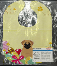 Load image into Gallery viewer, Easter Eggs Pug Brown Baby Bib BB6007BIB