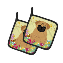 Load image into Gallery viewer, Easter Eggs Pug Brown Pot Holders - Set of 2 - Heat-Resistant Kitchen Essentials BB6007PTHD