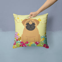 Load image into Gallery viewer, Easter Eggs Pug Brown Throw Pillow - 14x14 Decorative Pillow – Art for Your Home &amp; Patio BB6007PW1414