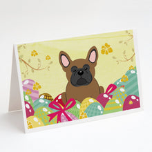 Load image into Gallery viewer, Easter Eggs French Bulldog Brown Greeting Cards -  Blank Note Cards – 8-Pack of Artist-Designed Cards with Envelopes