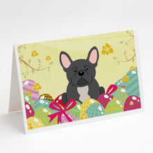 Load image into Gallery viewer, Easter Eggs French Bulldog Black Greeting Cards -  Blank Note Cards – 8-Pack of Artist-Designed Cards with Envelopes