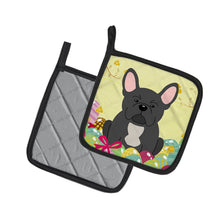 Load image into Gallery viewer, Easter Eggs French Bulldog Black Pot Holders - Set of 2 - Heat-Resistant Kitchen Essentials BB6014PTHD