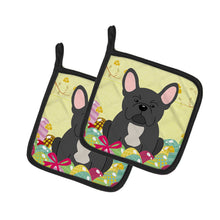 Load image into Gallery viewer, Easter Eggs French Bulldog Black Pot Holders - Set of 2 - Heat-Resistant Kitchen Essentials BB6014PTHD
