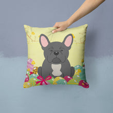 Load image into Gallery viewer, Easter Eggs French Bulldog Black Throw Pillow - 14x14 Decorative Pillow – Art for Your Home &amp; Patio BB6014PW1414