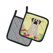 Load image into Gallery viewer, Easter Eggs Mastiff Brindle White Pot Holders - Set of 2 - Heat-Resistant Kitchen Essentials BB6016PTHD