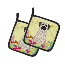 Load image into Gallery viewer, Easter Eggs Mastiff Brindle White Pot Holders - Set of 2 - Heat-Resistant Kitchen Essentials BB6016PTHD