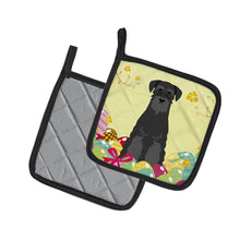 Load image into Gallery viewer, Easter Eggs Standard Schnauzer Black Pot Holders - Set of 2 - Heat-Resistant Kitchen Essentials BB6032PTHD