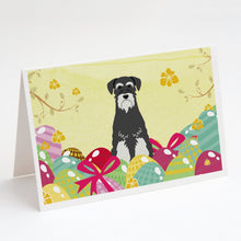 Load image into Gallery viewer, Easter Eggs Standard Schnauzer Salt and Pepper Greeting Cards -  Blank Note Cards – 8-Pack of Artist-Designed Cards with Envelopes