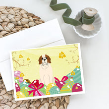 Load image into Gallery viewer, Easter Eggs Saint Bernard Greeting Cards -  Blank Note Cards – 8-Pack of Artist-Designed Cards with Envelopes