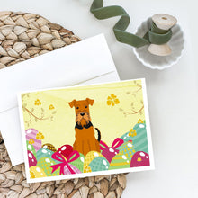 Load image into Gallery viewer, Easter Eggs Airedale Greeting Cards -  Blank Note Cards – 8-Pack of Artist-Designed Cards with Envelopes