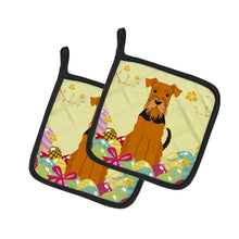 Load image into Gallery viewer, Easter Eggs Airedale Pot Holders - Set of 2 - Heat-Resistant Kitchen Essentials BB6041PTHD
