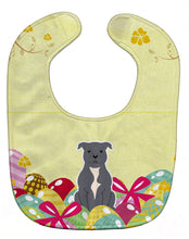 Load image into Gallery viewer, Easter Eggs Staffordshire Bull Terrier Blue Baby Bib BB6046BIB