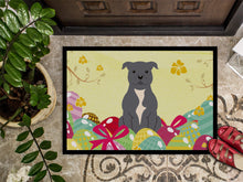 Load image into Gallery viewer, Easter Eggs Staffordshire Bull Terrier Blue Doormat - 18x27 Decorative Floor Mat – Indoor/Outdoor Rug with Artistic Flair BB6046MAT