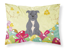 Load image into Gallery viewer, Easter Eggs Staffordshire Bull Terrier Blue Fabric Standard Pillowcase – Artistic Decorative Front, White Back BB6046PILLOWCASE