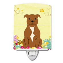 Load image into Gallery viewer, Easter Eggs Staffordshire Bull Terrier Brown Ceramic Night Light BB6047CNL