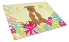 Load image into Gallery viewer, Easter Eggs Staffordshire Bull Terrier Brown Glass Cutting Boards – Durable, Decorative Kitchen Art Large BB6047LCB
