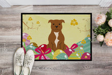 Load image into Gallery viewer, Easter Eggs Staffordshire Bull Terrier Brown Doormat - 18x27 Decorative Floor Mat – Indoor/Outdoor Rug with Artistic Flair BB6047MAT