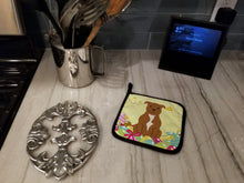 Load image into Gallery viewer, Easter Eggs Staffordshire Bull Terrier Brown Pot Holders - Set of 2 - Heat-Resistant Kitchen Essentials BB6047PTHD