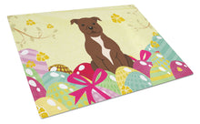 Load image into Gallery viewer, Easter Eggs Staffordshire Bull Terrier Chocolate Glass Cutting Boards – Durable, Decorative Kitchen Art Large BB6048LCB
