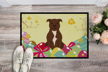 Load image into Gallery viewer, Easter Eggs Staffordshire Bull Terrier Chocolate Doormat - 18x27 Decorative Floor Mat – Indoor/Outdoor Rug with Artistic Flair BB6048MAT