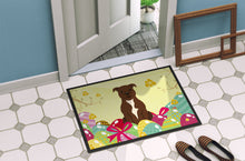 Load image into Gallery viewer, Easter Eggs Staffordshire Bull Terrier Chocolate Doormat - 18x27 Decorative Floor Mat – Indoor/Outdoor Rug with Artistic Flair BB6048MAT
