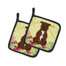 Load image into Gallery viewer, Easter Eggs Staffordshire Bull Terrier Chocolate Pot Holders - Set of 2 - Heat-Resistant Kitchen Essentials BB6048PTHD