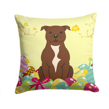 Load image into Gallery viewer, Easter Eggs Staffordshire Bull Terrier Chocolate Throw Pillow - 14x14 Decorative Pillow – Art for Your Home &amp; Patio BB6048PW1414