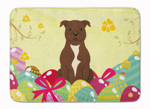 Load image into Gallery viewer, Easter Eggs Staffordshire Bull Terrier Chocolate Machine Washable Memory Foam Mat BB6048RUG
