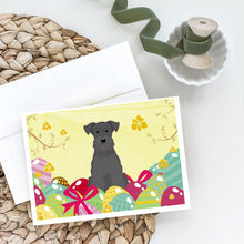 Load image into Gallery viewer, Easter Eggs Miniature Schnauzer Black Greeting Cards -  Blank Note Cards – 8-Pack of Artist-Designed Cards with Envelopes
