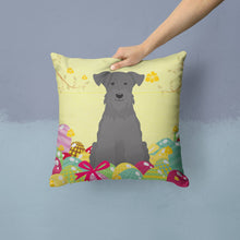 Load image into Gallery viewer, Easter Eggs Miniature Schanuzer Black Throw Pillow - 14x14 Decorative Pillow – Art for Your Home &amp; Patio BB6051PW1414