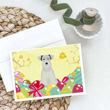 Load image into Gallery viewer, Easter Eggs Miniature Schnauzer White Greeting Cards -  Blank Note Cards – 8-Pack of Artist-Designed Cards with Envelopes