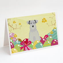 Load image into Gallery viewer, Easter Eggs Miniature Schnauzer White Greeting Cards -  Blank Note Cards – 8-Pack of Artist-Designed Cards with Envelopes