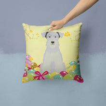 Load image into Gallery viewer, Easter Eggs Miniature Schanuzer White Throw Pillow - 14x14 Decorative Pillow – Art for Your Home &amp; Patio BB6053PW1414