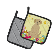 Load image into Gallery viewer, Easter Eggs Yellow Labrador Pot Holders - Set of 2 - Heat-Resistant Kitchen Essentials BB6055PTHD