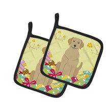 Load image into Gallery viewer, Easter Eggs Yellow Labrador Pot Holders - Set of 2 - Heat-Resistant Kitchen Essentials BB6055PTHD