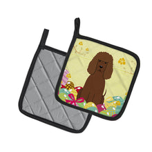 Load image into Gallery viewer, Easter Eggs Irish Water Spaniel Pot Holders - Set of 2 - Heat-Resistant Kitchen Essentials BB6063PTHD