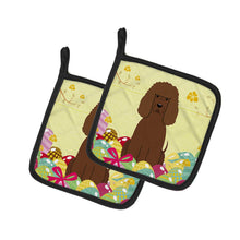 Load image into Gallery viewer, Easter Eggs Irish Water Spaniel Pot Holders - Set of 2 - Heat-Resistant Kitchen Essentials BB6063PTHD