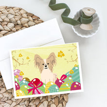 Load image into Gallery viewer, Easter Eggs Papillon Sable White Greeting Cards -  Blank Note Cards – 8-Pack of Artist-Designed Cards with Envelopes