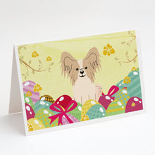 Load image into Gallery viewer, Easter Eggs Papillon Sable White Greeting Cards -  Blank Note Cards – 8-Pack of Artist-Designed Cards with Envelopes