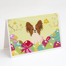 Load image into Gallery viewer, Easter Eggs Papillon Red White Greeting Cards -  Blank Note Cards – 8-Pack of Artist-Designed Cards with Envelopes