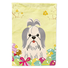 Load image into Gallery viewer, Easter Eggs Shih Tzu Silver White Flag Canvas House Size BB6085CHF