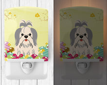 Load image into Gallery viewer, Easter Eggs Shih Tzu Silver White Ceramic Night Light BB6085CNL