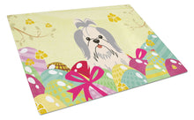 Load image into Gallery viewer, Easter Eggs Shih Tzu Silver White Glass Cutting Boards – Durable, Decorative Kitchen Art Large BB6085LCB
