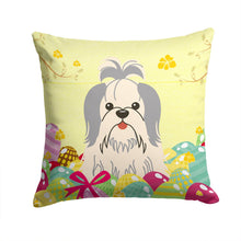 Load image into Gallery viewer, Easter Eggs Shih Tzu Silver White Throw Pillow - 14x14 Decorative Pillow – Art for Your Home &amp; Patio BB6085PW1414