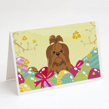 Load image into Gallery viewer, Easter Eggs Shih Tzu Silver Chocolate Greeting Cards -  Blank Note Cards – 8-Pack of Artist-Designed Cards with Envelopes