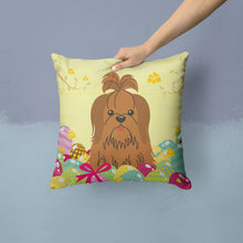 Load image into Gallery viewer, Easter Eggs Shih Tzu Silver Chocolate Throw Pillow - 14x14 Decorative Pillow – Art for Your Home &amp; Patio BB6086PW1414