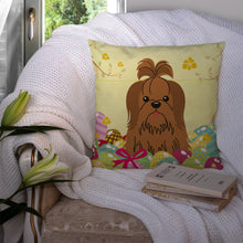 Load image into Gallery viewer, Easter Eggs Shih Tzu Silver Chocolate Throw Pillow - 14x14 Decorative Pillow – Art for Your Home &amp; Patio BB6086PW1414