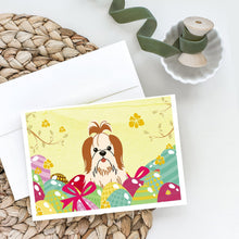 Load image into Gallery viewer, Easter Eggs Shih Tzu Red White Greeting Cards -  Blank Note Cards – 8-Pack of Artist-Designed Cards with Envelopes