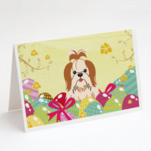 Load image into Gallery viewer, Easter Eggs Shih Tzu Red White Greeting Cards -  Blank Note Cards – 8-Pack of Artist-Designed Cards with Envelopes